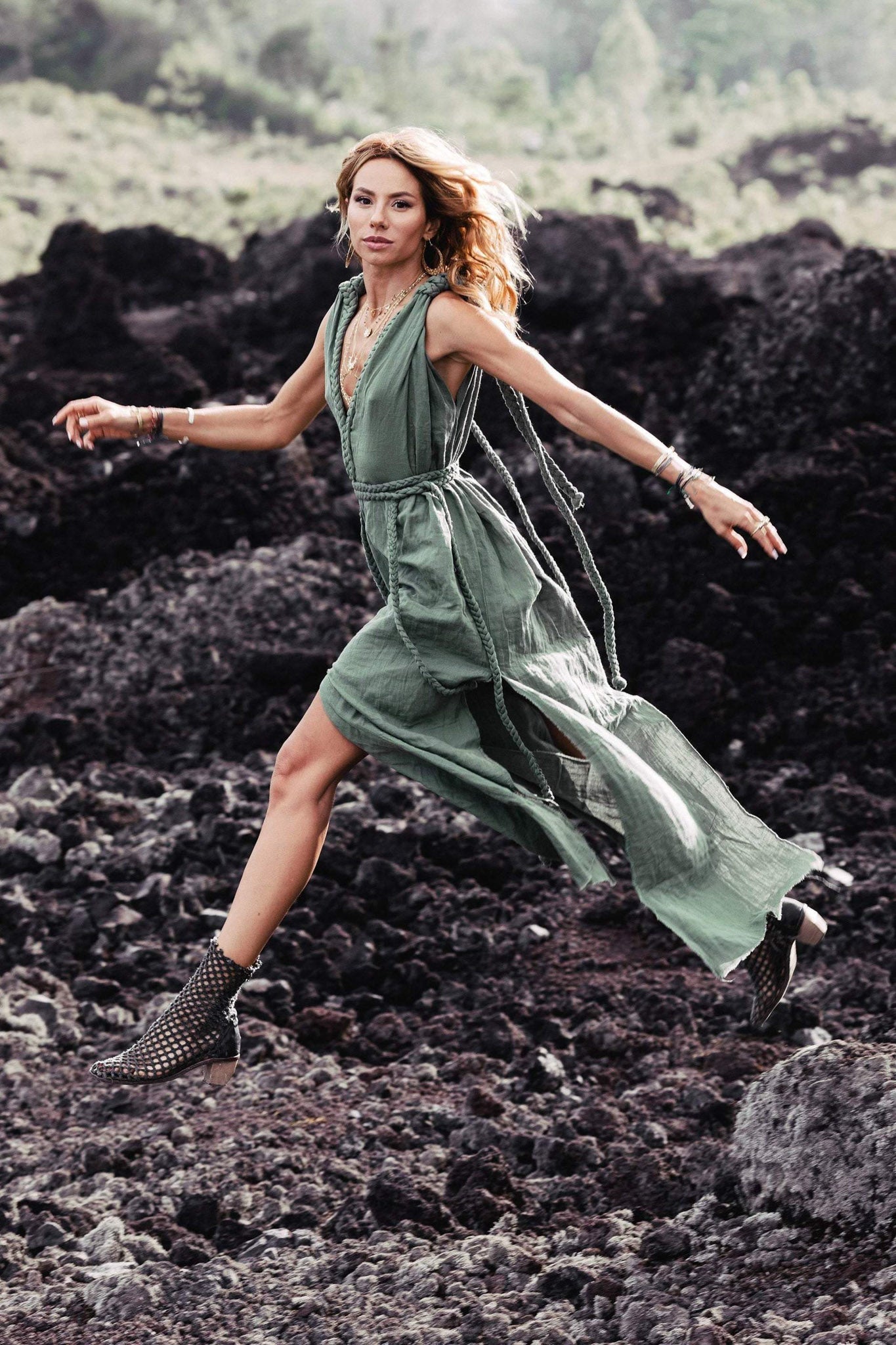 Green Nomad Spirit Dress (Adjustable size, multiway dress) - AYA Sacred Wear