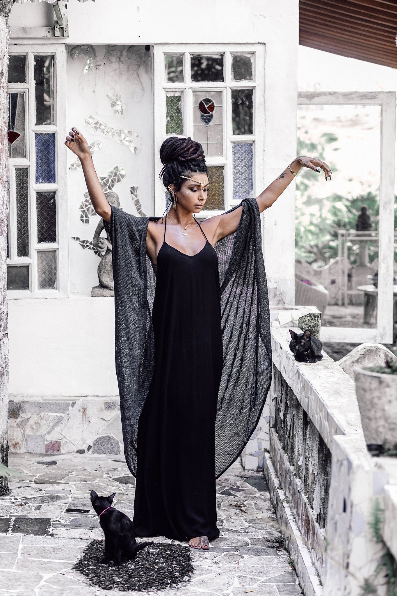 Grey Boho Kimono Cover Up, Boho Bamboo Mantle - AYA Sacred Wear
