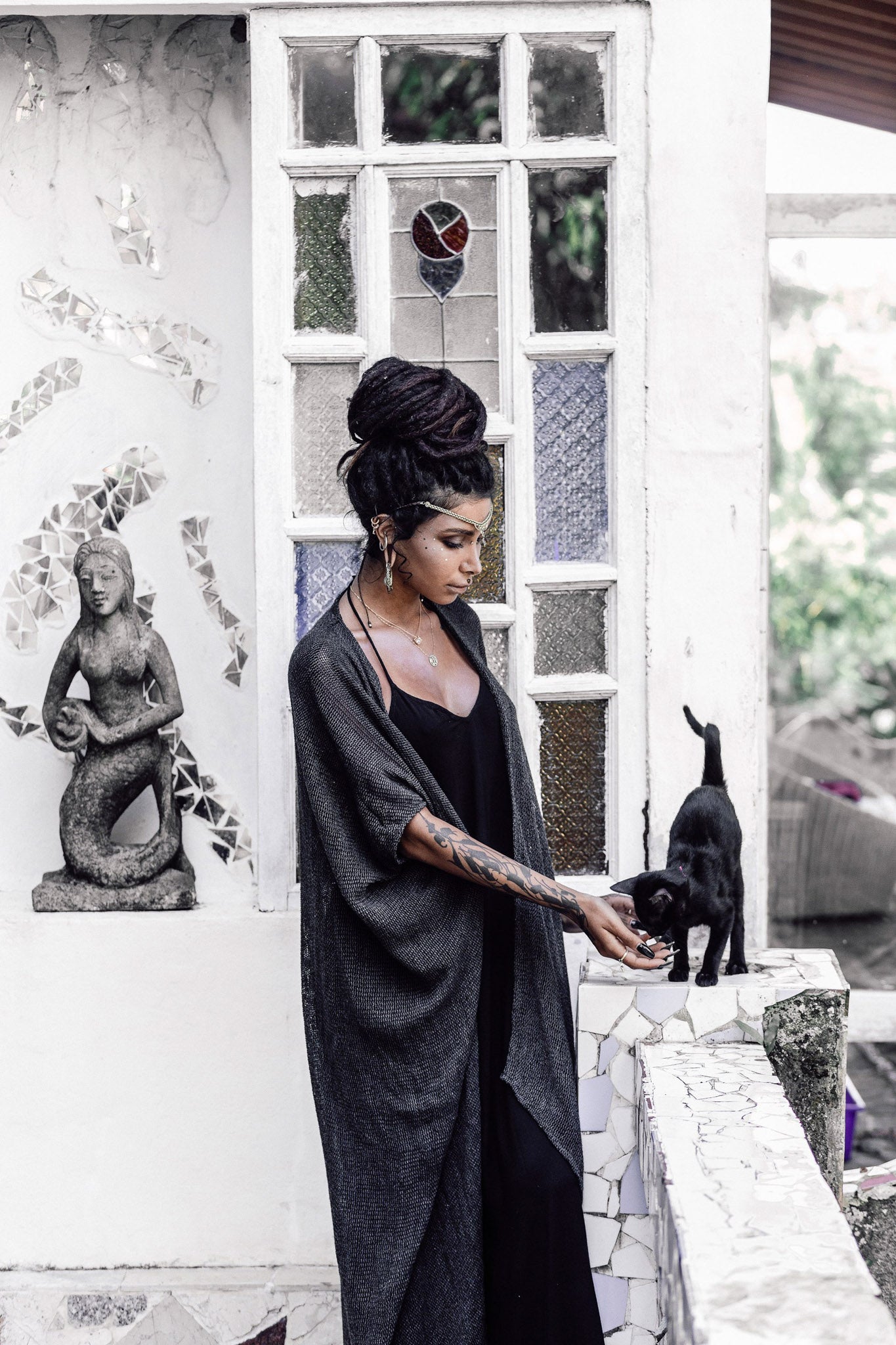 Grey Boho Kimono Cover Up, Boho Bamboo Mantle - AYA Sacred Wear