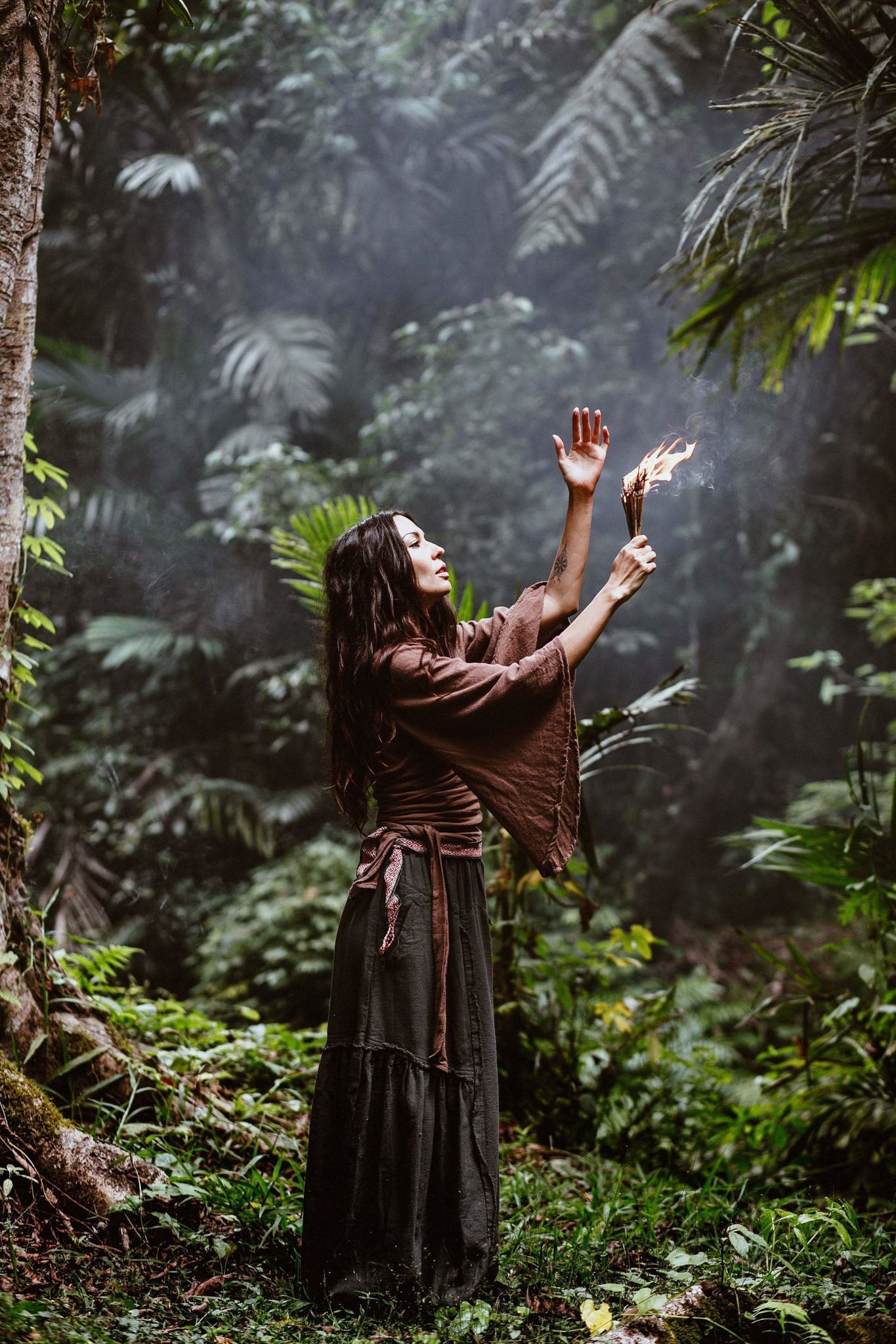 Grey Cotton Boho Skirt - AYA Sacred Wear