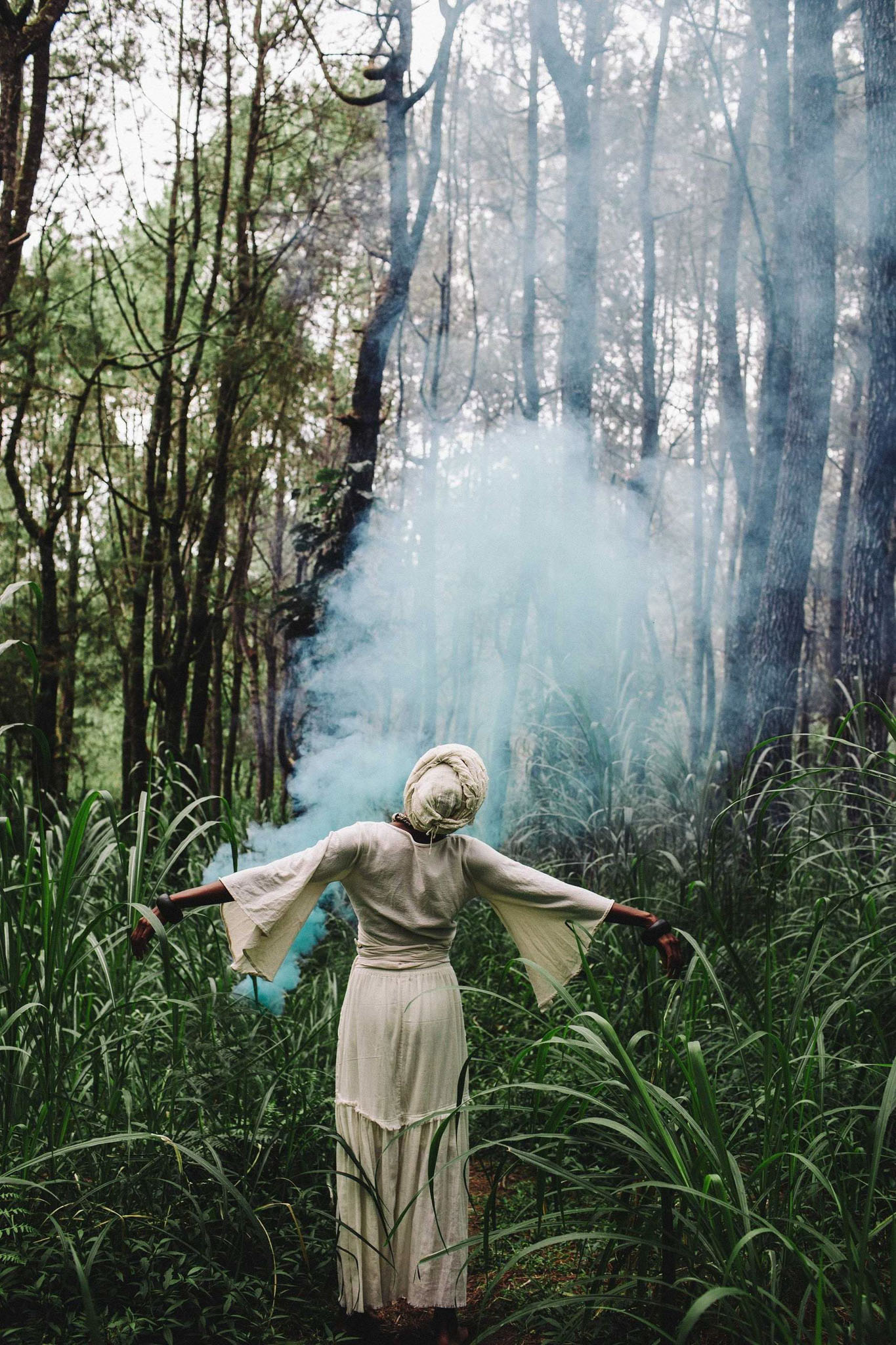 Off-White Long Boho Skirt with Pockets - AYA Sacred Wear
