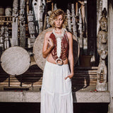 Off-White Long Boho Skirt with Pockets - AYA Sacred Wear