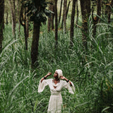 Off-White Long Boho Skirt with Pockets - AYA Sacred Wear
