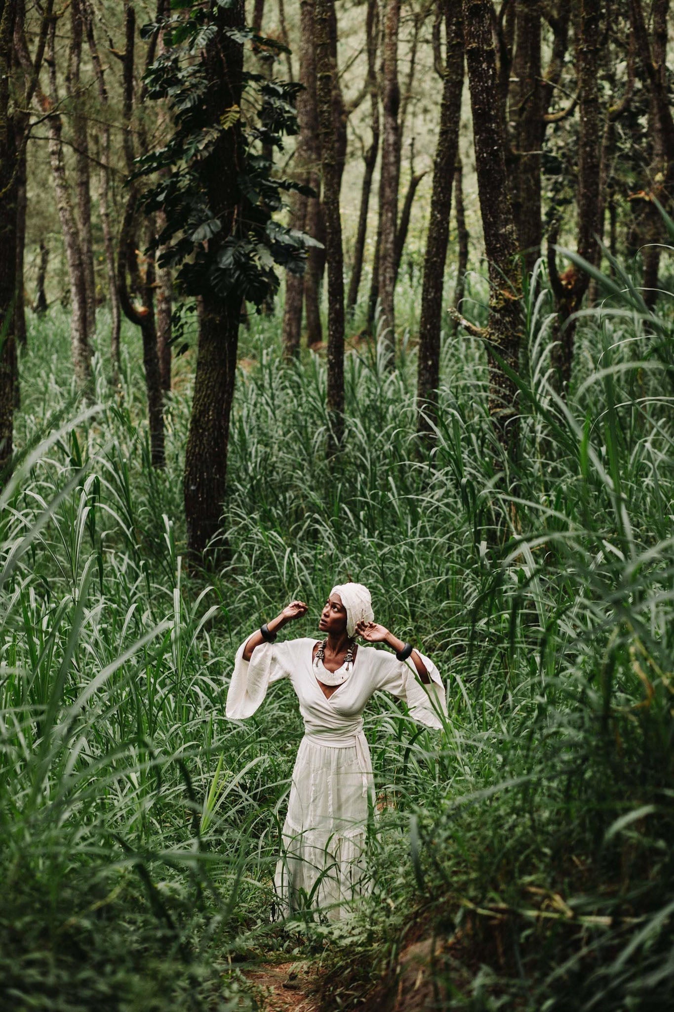 Off-White Long Boho Skirt with Pockets - AYA Sacred Wear