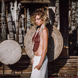 Off-White Long Boho Skirt with Pockets - AYA Sacred Wear