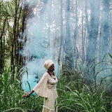 Off-White Long Boho Skirt with Pockets - AYA Sacred Wear