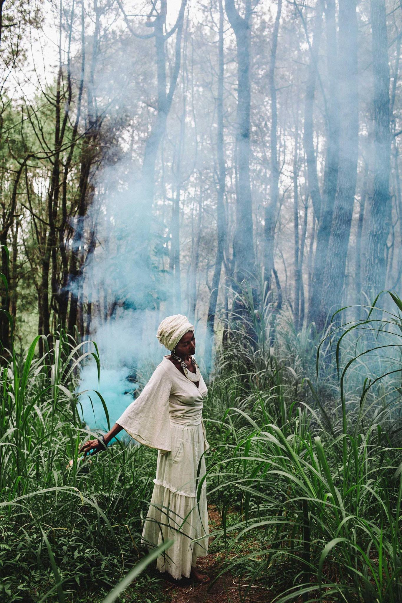 Off-White Long Boho Skirt with Pockets - AYA Sacred Wear