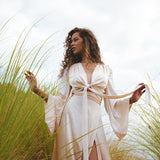 Dusty Pink & Cream Blouse - Embrace femininity with this beautiful long-sleeved crop top.