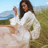 Charming Boho Wrap Top - Enhance your wardrobe with this trendy and feminine ombre kimono blouse.