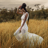 The perfect Off White boho jumpsuit for women, made with only the finest silk and cotton.