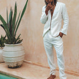 White Linen Blazer Jacket for Men by AYA Sacred Wear