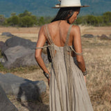 Ananda Lālita Dress Light sage – Linen Organic Goddess Gown - AYA Sacred Wear