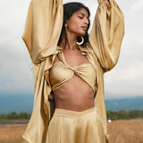 Apsara Bra in Inka Gold – Pure Silk Transformable - AYA Sacred Wear