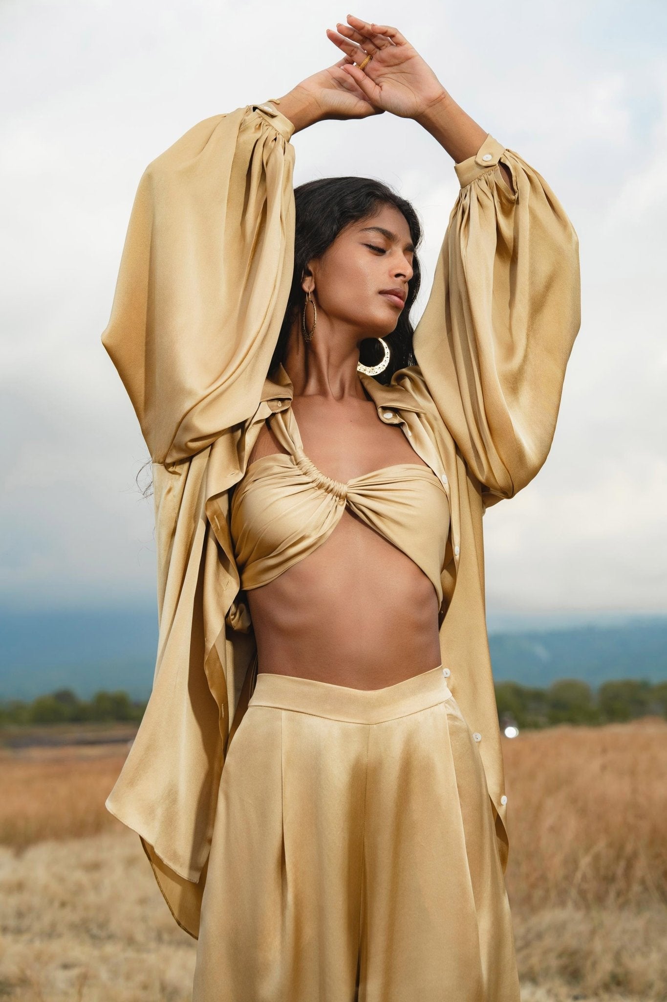 Apsara Bra in Inka Gold – Pure Silk Transformable - AYA Sacred Wear