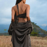 Apsara Kimono Blouse Asphalt Gray – Pure Silk Kimono - AYA Sacred Wear