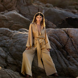 Apsara Kimono Blouse Inka Gold – Pure Silk Top for Women - AYA Sacred Wear