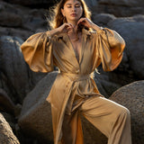 Apsara Kimono Blouse Inka Gold – Pure Silk Top for Women - AYA Sacred Wear