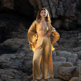 Apsara Kimono Blouse Inka Gold – Pure Silk Top for Women - AYA Sacred Wear