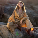 Apsara Kimono Blouse Inka Gold – Pure Silk Top for Women - AYA Sacred Wear