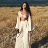 Apsara Pants Cream Colour – Pure Silk Flowy Pants - AYA Sacred Wear