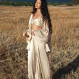 Apsara Pants Cream Colour – Pure Silk Flowy Pants - AYA Sacred Wear