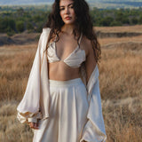 Apsara Pants Cream Colour – Pure Silk Flowy Pants - AYA Sacred Wear