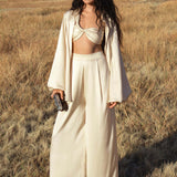 Apsara Pants Cream Colour – Pure Silk Flowy Pants - AYA Sacred Wear