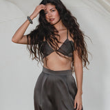 Apsara Pants in Asphalt Gray – Pure Silk Flowy Pants - AYA Sacred Wear