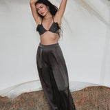Apsara Pants in Asphalt Gray – Pure Silk Flowy Pants - AYA Sacred Wear