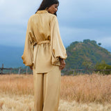 Apsara Pants Inka Gold – Pure Silk Flowy Pants - AYA Sacred Wear