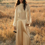 Apsara Pants Inka Gold – Pure Silk Flowy Pants - AYA Sacred Wear