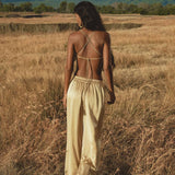 Apsara Pants Inka Gold – Pure Silk Flowy Pants - AYA Sacred Wear