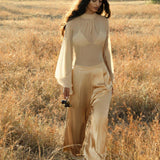 Apsara Pants Inka Gold – Pure Silk Flowy Pants - AYA Sacred Wear