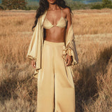 Apsara Pants Inka Gold – Pure Silk Flowy Pants - AYA Sacred Wear