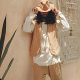 Beige Hand Embroidered Vest for Men - AYA Sacred Wear
