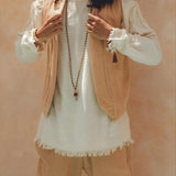 Beige Hand Embroidered Vest for Men - AYA Sacred Wear