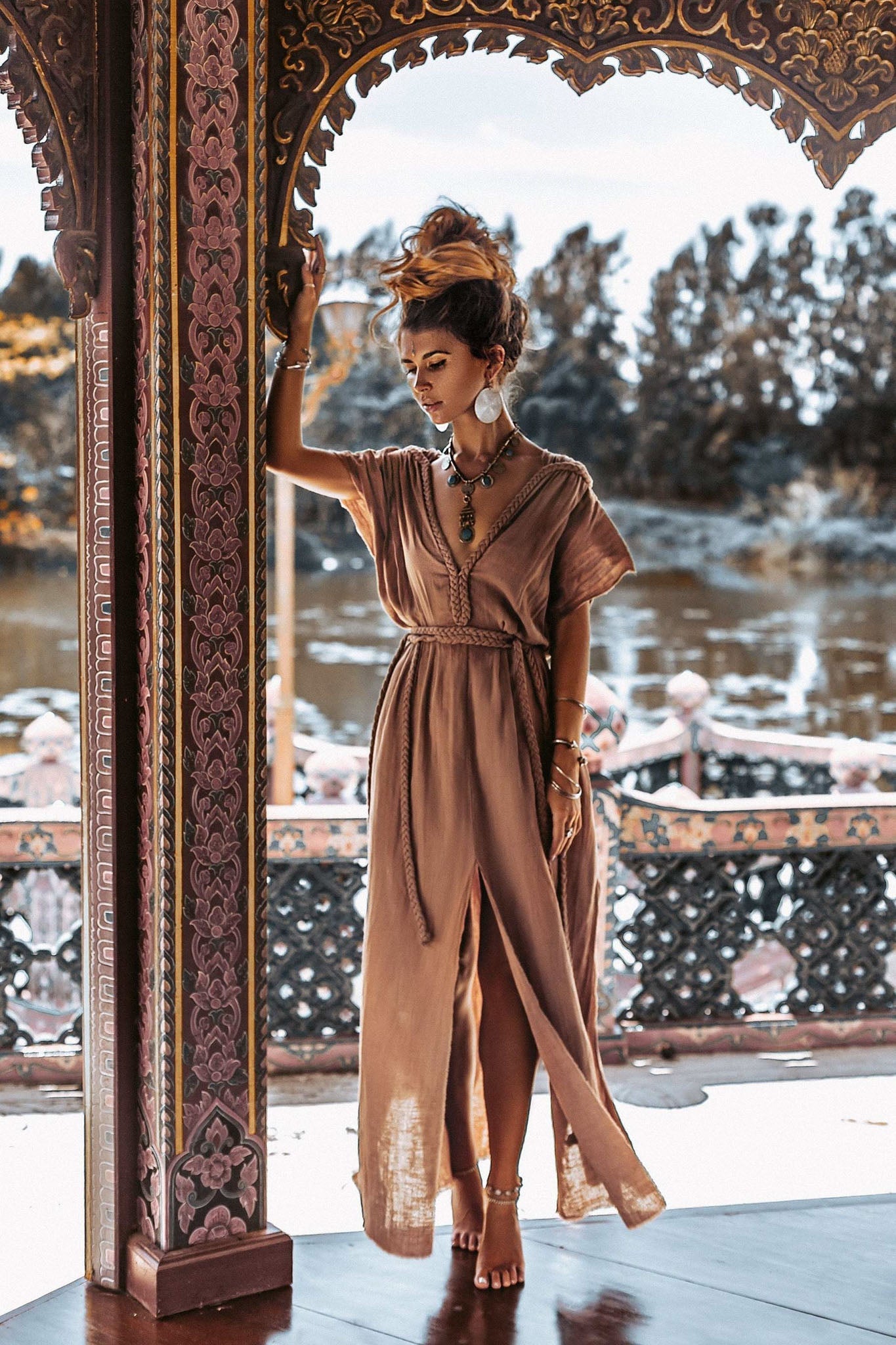 Beige Nomad Spirit Dress (Adjustable size, multiway dress) - AYA Sacred Wear
