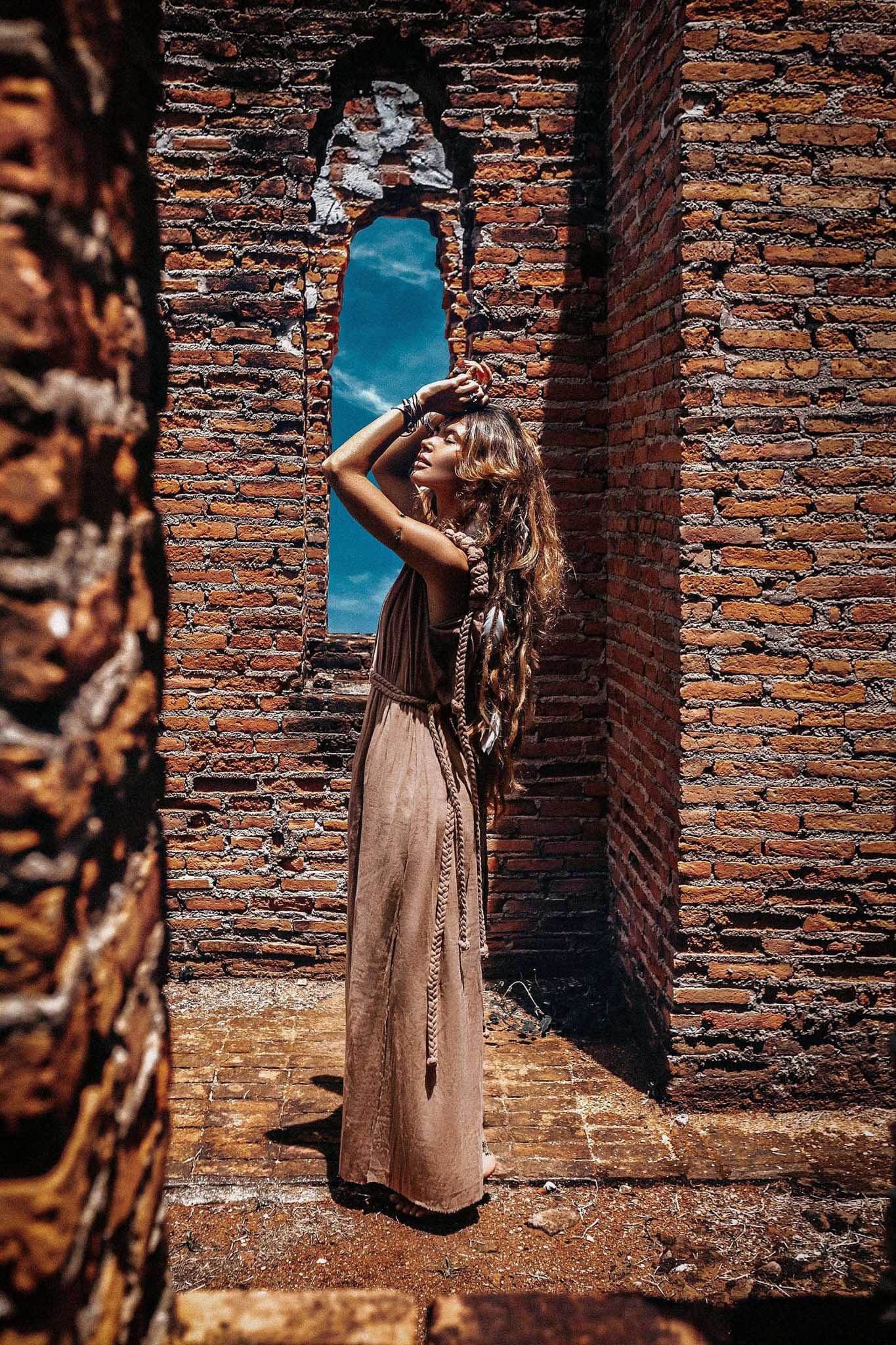 Beige Nomad Spirit Dress (Adjustable size, multiway dress) - AYA Sacred Wear