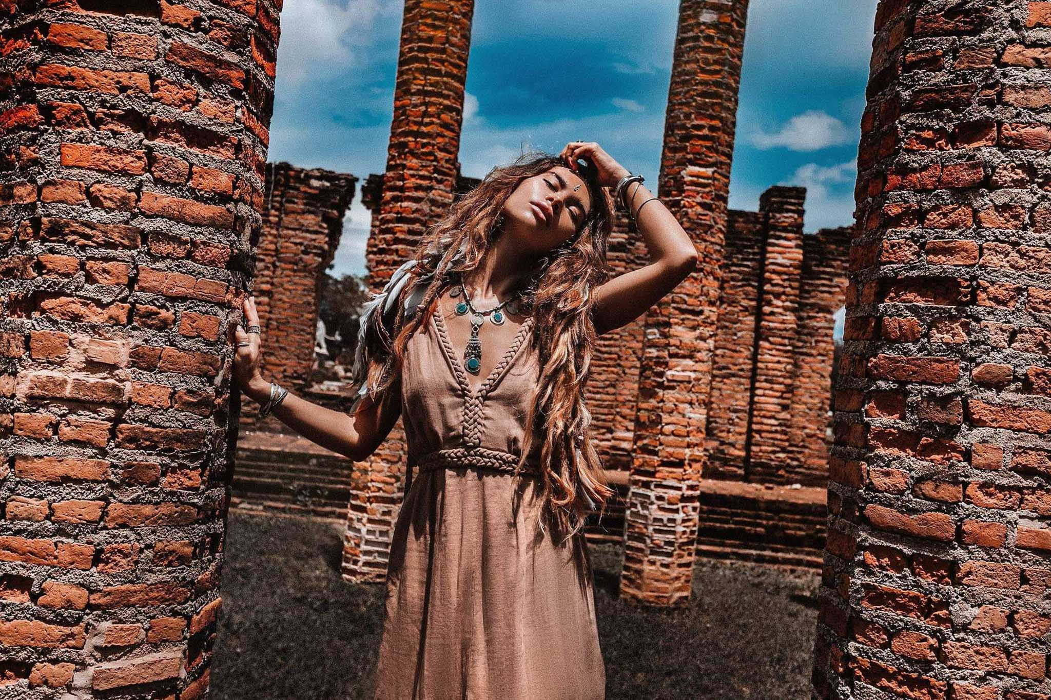 Beige Nomad Spirit Dress (Adjustable size, multiway dress) - AYA Sacred Wear