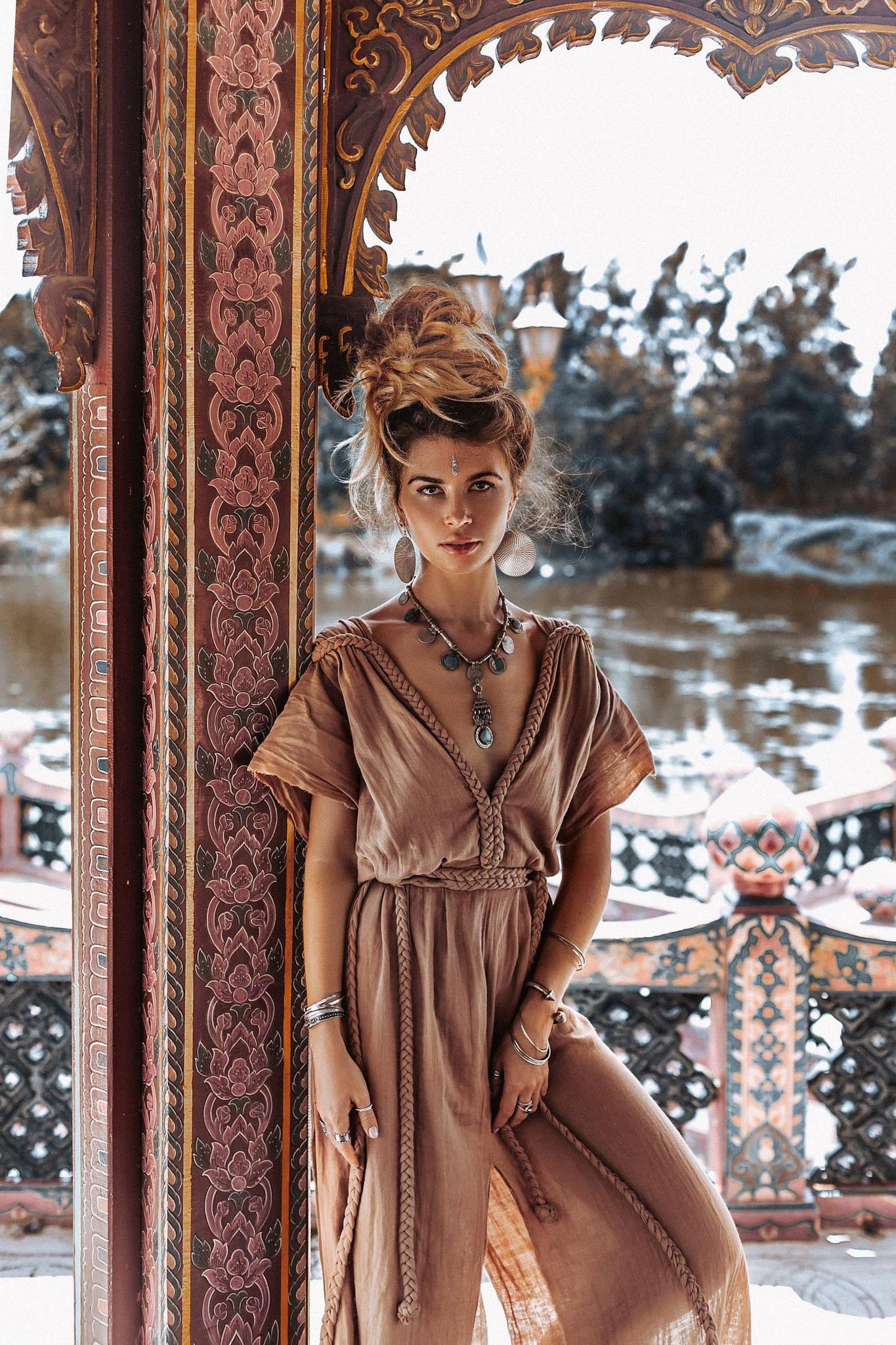 Beige Nomad Spirit Dress (Adjustable size, multiway dress) - AYA Sacred Wear