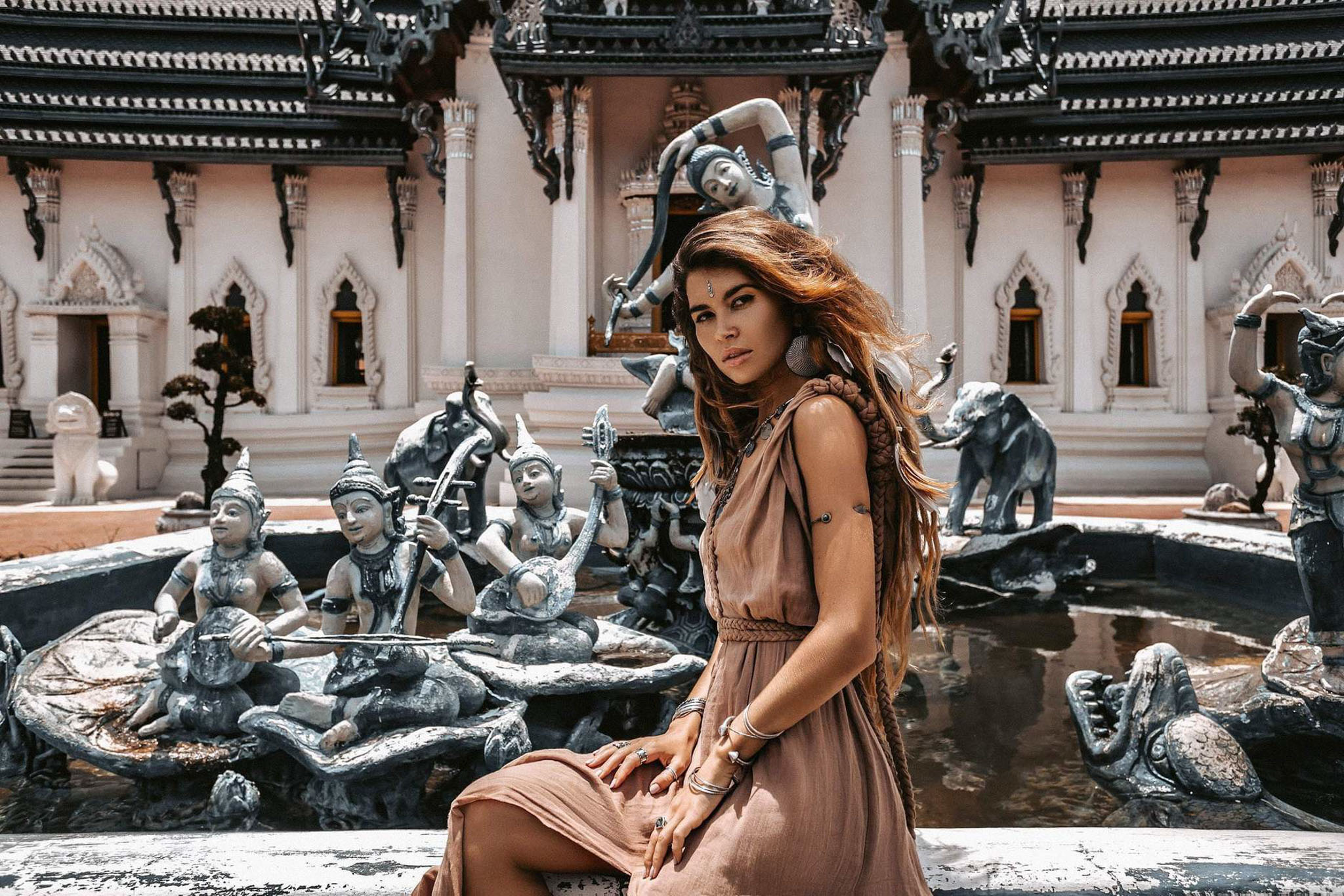 Beige Nomad Spirit Dress (Adjustable size, multiway dress) - AYA Sacred Wear