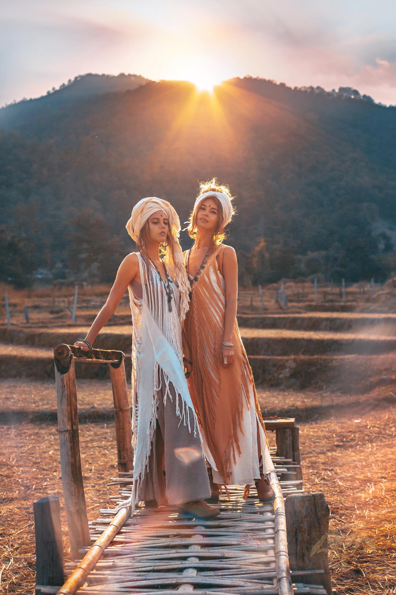 Beige Ochre Boho Handwoven Hand - Loomed See Through Dress - AYA Sacred Wear