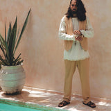 Beige Sand Colour Long Cotton Pants for Men - AYA Sacred Wear