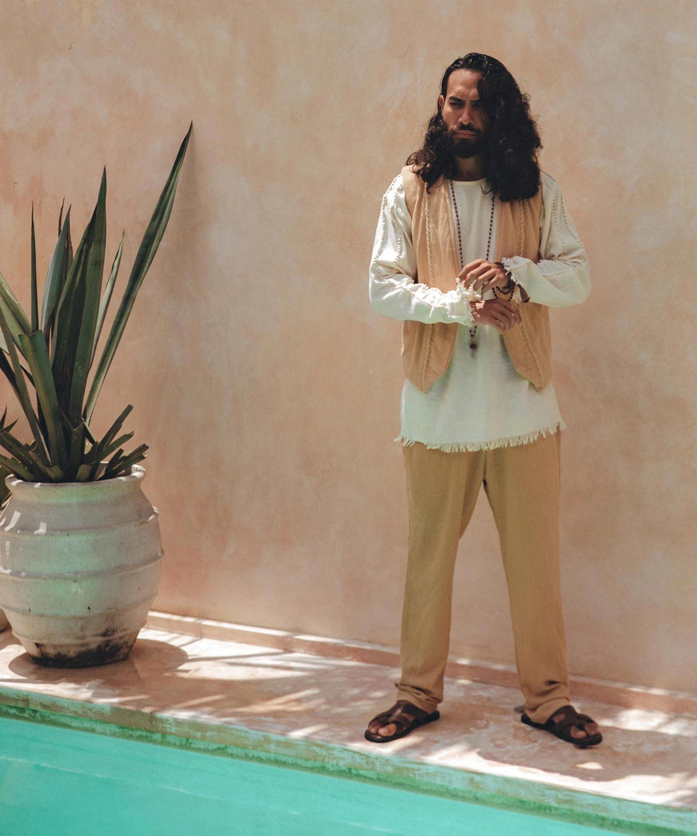 Beige Sand Colour Long Cotton Pants for Men - AYA Sacred Wear