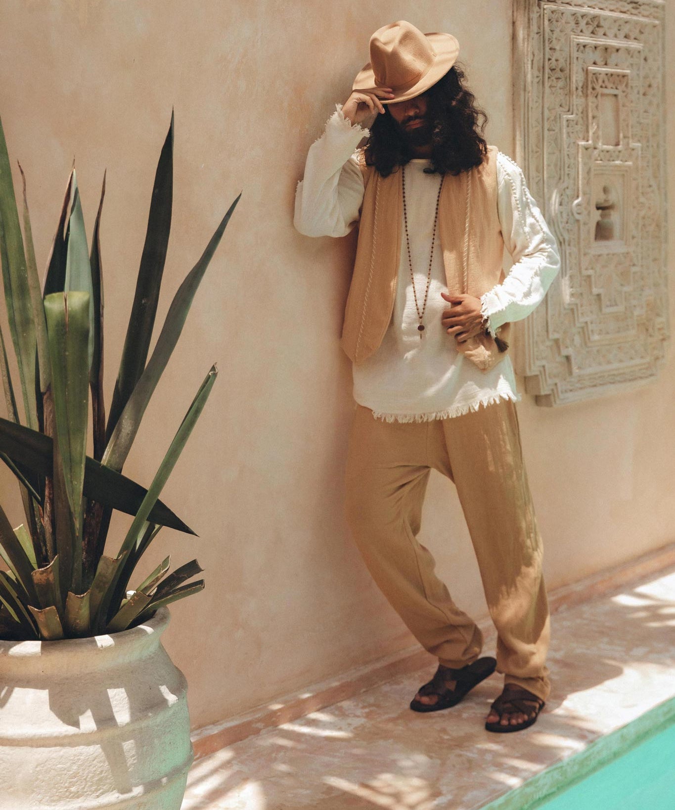 Beige Sand Colour Long Cotton Pants for Men - AYA Sacred Wear