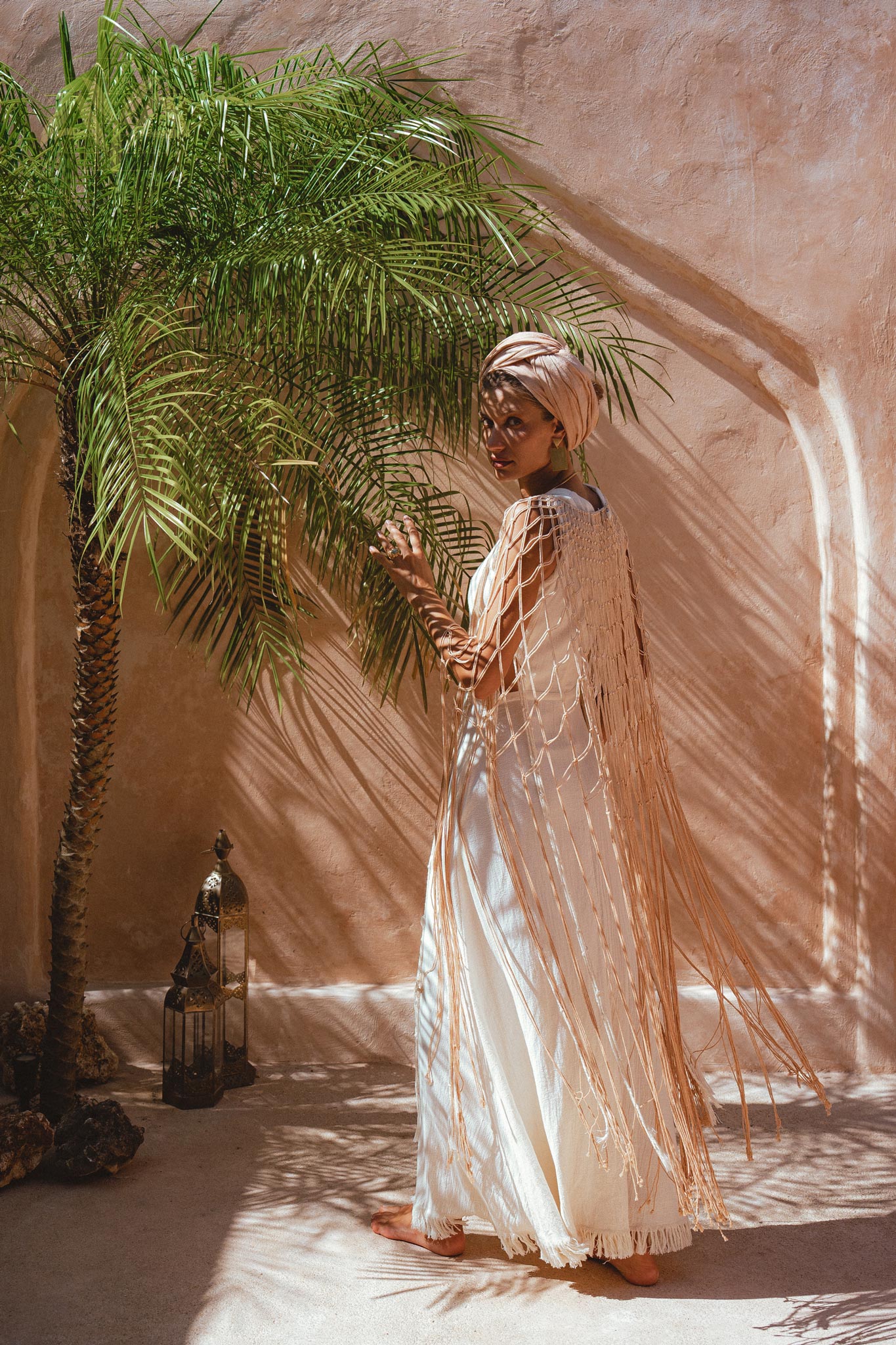 Stand Out in Aya Sacred Wear’s Powder Pink Summer Net Cover Up 