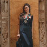 Black Athena Cape • Summer Beach Kaftan • Boho Long Robe • Greek Goddess Cape Dress - AYA Sacred Wear