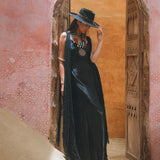 Black Athena Cape • Summer Beach Kaftan • Boho Long Robe • Greek Goddess Cape Dress - AYA Sacred Wear