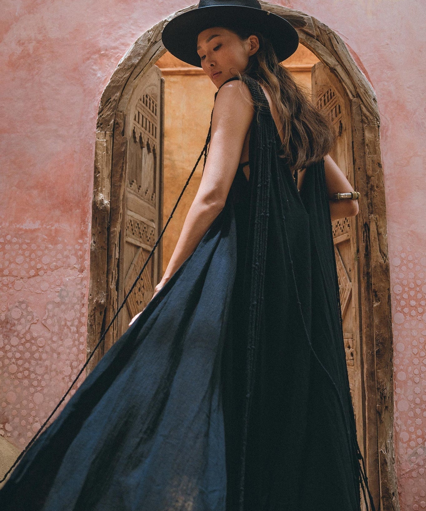Black Athena Cape • Summer Beach Kaftan • Boho Long Robe • Greek Goddess Cape Dress - AYA Sacred Wear