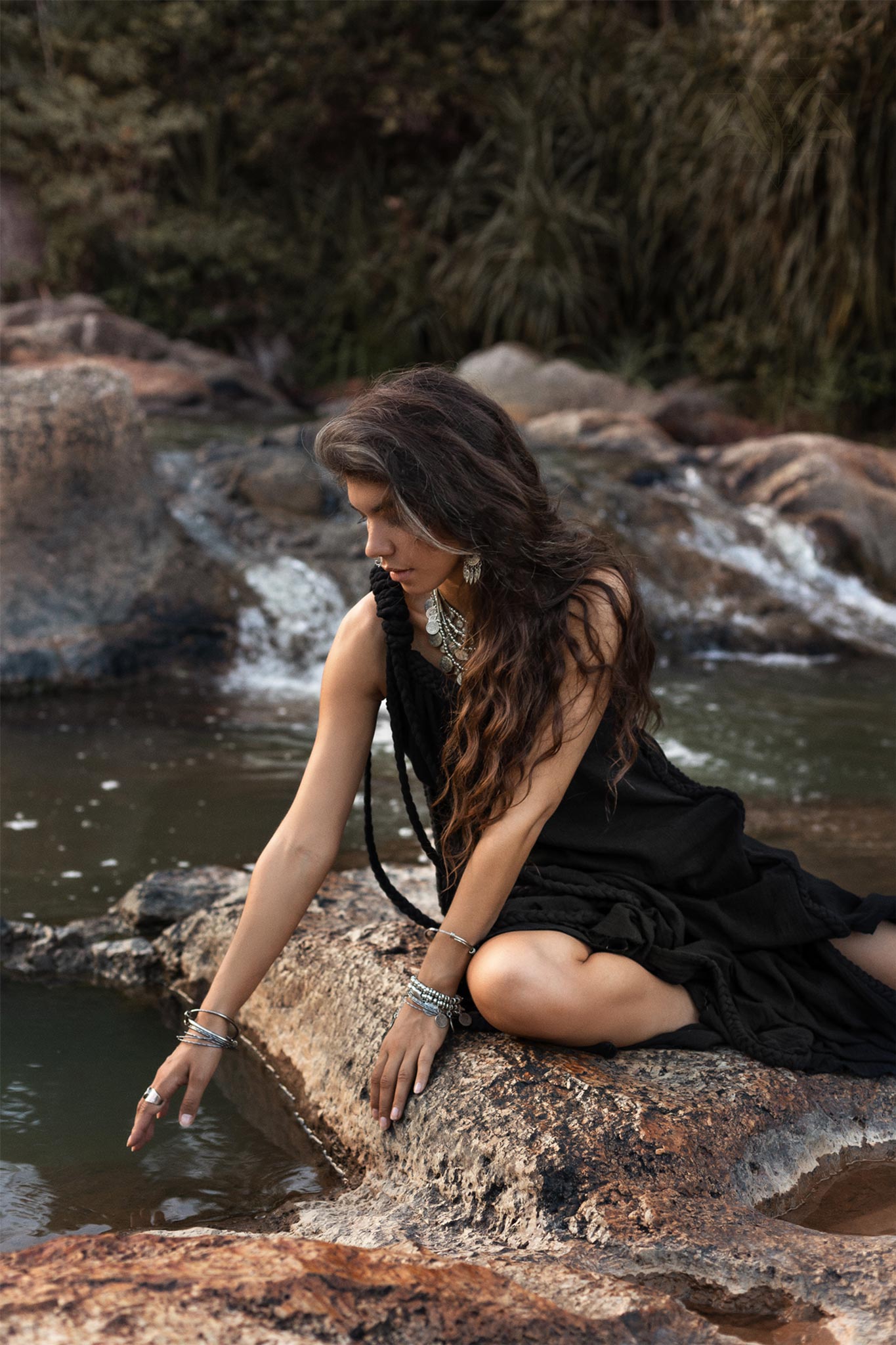 Black Aurora Greek Goddess Dress • Cold Shoulder Maxi Dress • Gothic Grecian Dress - AYA Sacred Wear
